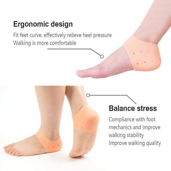 Silicone Foot Heel Protector Socks Moisturizing Gel Heel Pain Relief Plantar Fasciitis Socks With Hole Cracked Foot Skin Care - 2 Pcs